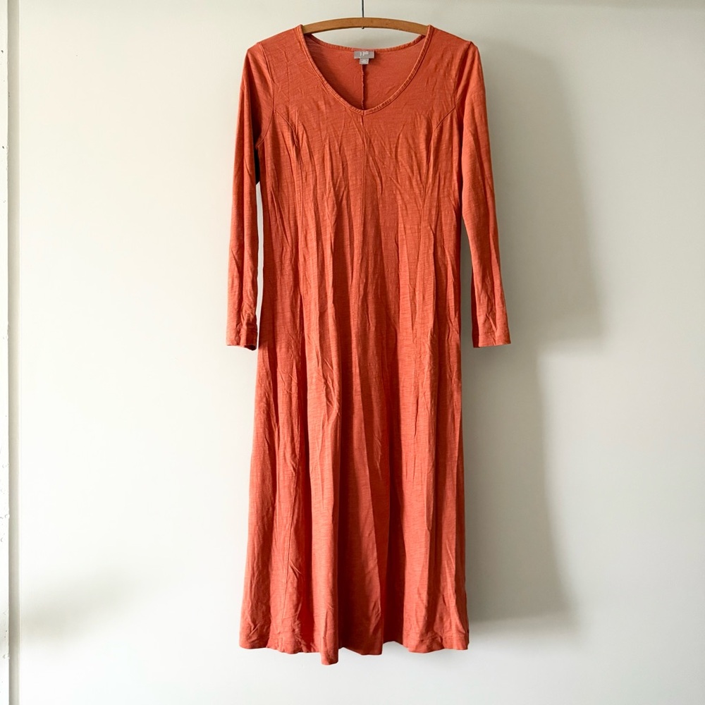 J Jill Stretch tunic dress 3/4‎ sleeve  coral/orange/red